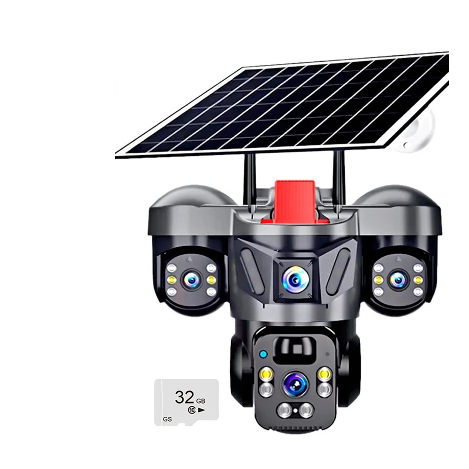 Oshpmbdlyfj 4G Cam And 32Gb Outdoor Ptz 6Mp Wifi 4G Solar Camera Home Security Triple Lens Camera Solar Panel Cctv Video Surveillance(4G Cam And 32Gb)