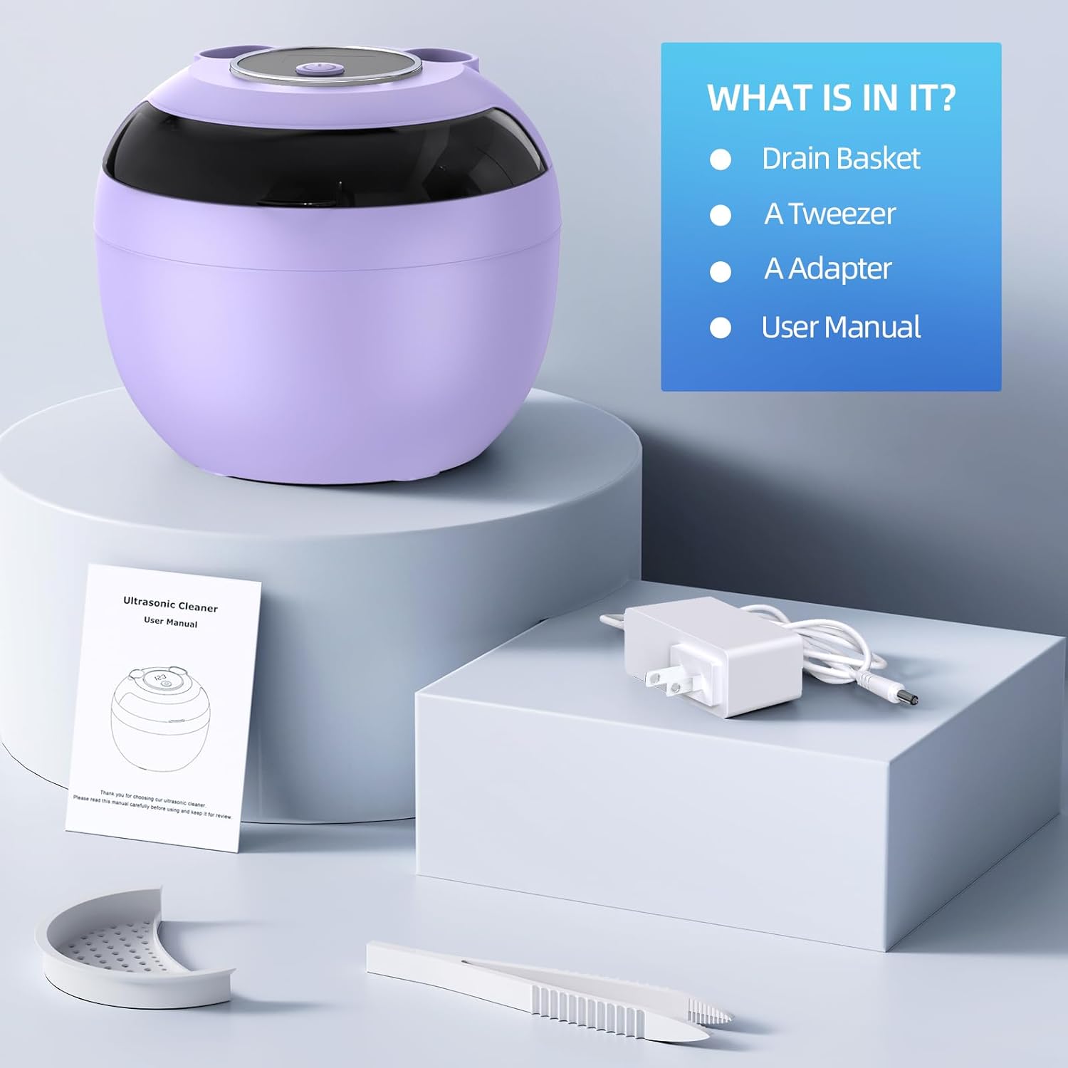 Ultrasonic Retainer Cleaner, Retainer Cleaner Machine for Dentures, Mouth Guards, Braces, Toothbrush Heads, Jewelry with 200ML Capacity, 45kHz Retainer Cleaning, 4 Modes for Appliances Denture Brush