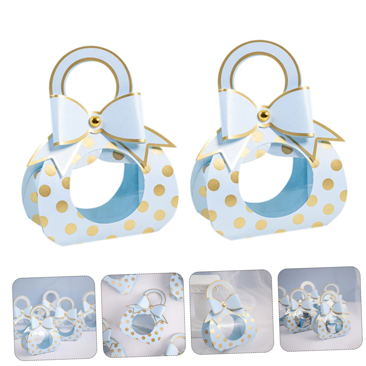 HAMPPLIES 50stücke Hochzeit Gastgeschenkboxen Mit Transparentem Fenster Und Schleifenband Für Partys Hochzeiten Und Süßigkeitenverpackungen Lang Lebendig Und Praktisch