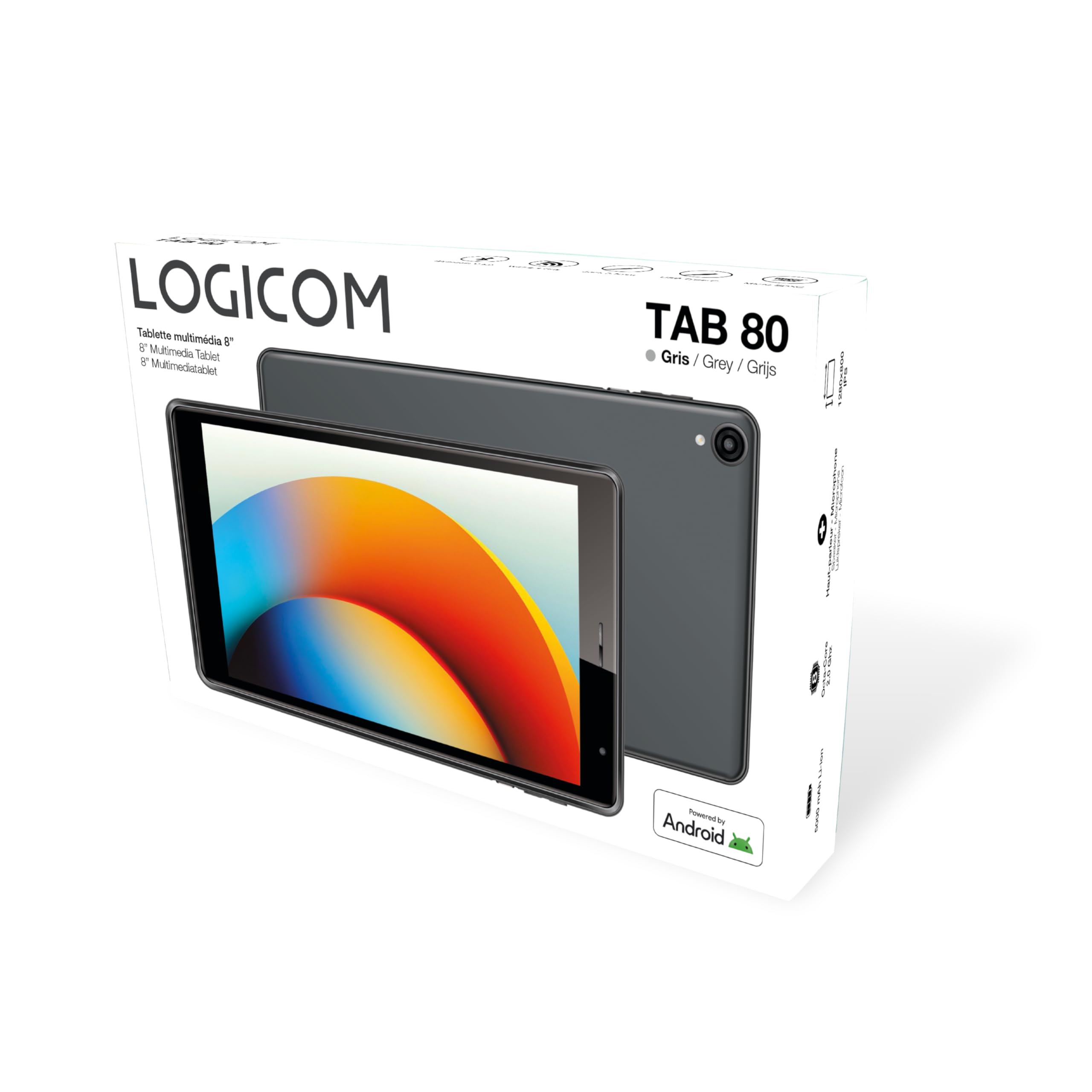 Logicom - Tab 80 - Tablette 8" Android 15 - Octa-Core 1.8Ghz - 64Go