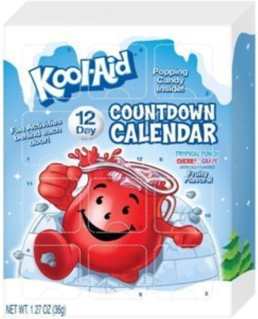 Smiling SweetsCool Aid Popping Candy Countdown Calendar, Start a New Delicious Tradition with Delicious Classic Flavors of Tropical Punch - Cherry and Grape