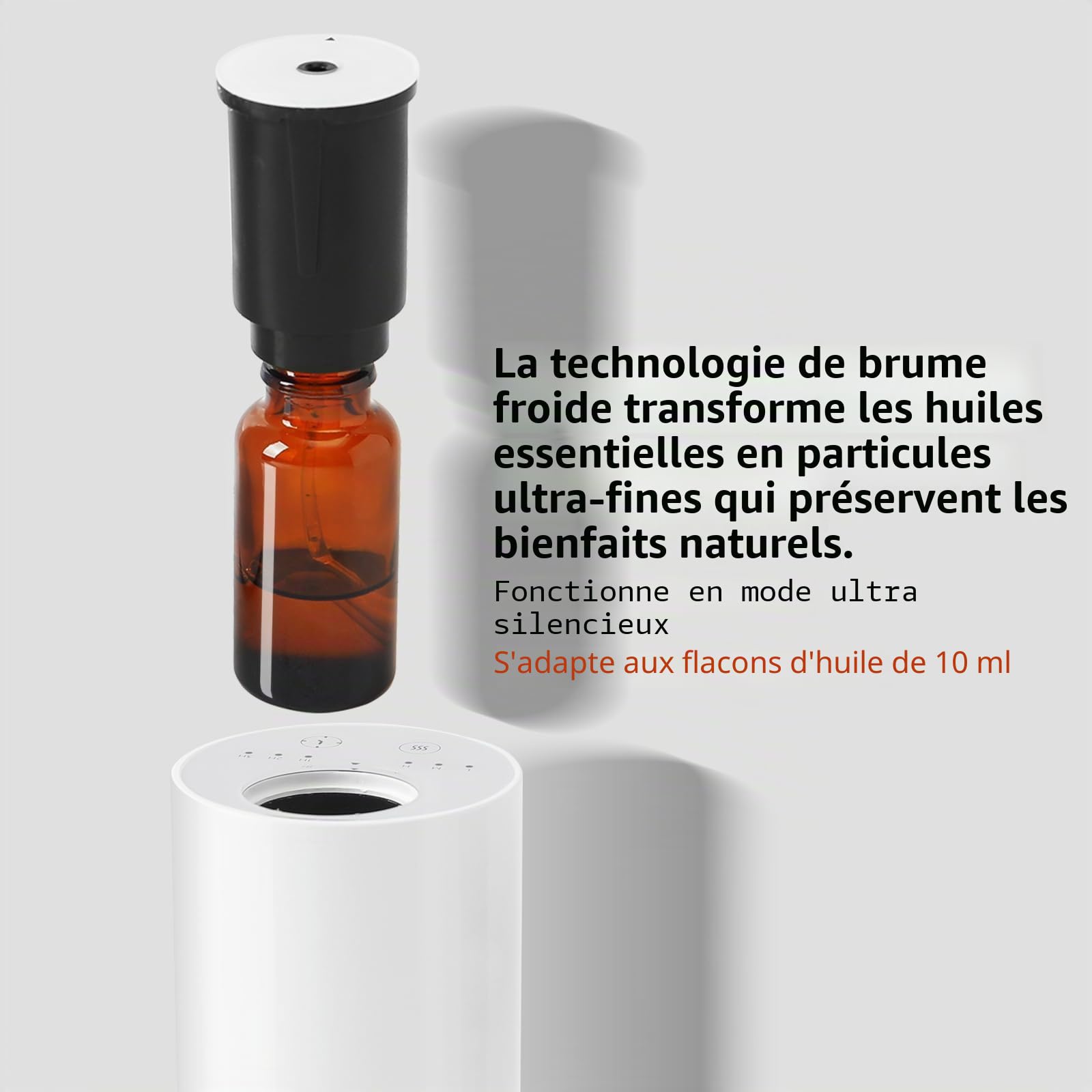 LOXIM Diffuseur d'arômes sans fil à menthe poivrée, huiles essentielles, parfum intérieur de voiture avec batterie, 3 brumes froides, 3 minuteries 1/2/3H