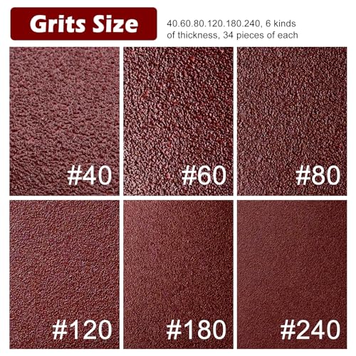 Image of 204PCS towbluii Oscillating Multitool Sandpaper, 3-1 /8 Inch Triangle Sandpaper for Triangle Sanding Pads, Assorted 40 /60 /80 /120 /180 /240 Grit 30pcs Each