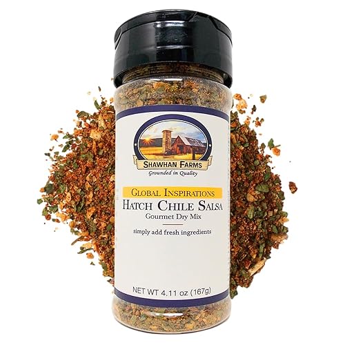 Shawhan Farms Hatch Chile Salsa Starter Mix  Sin OMG  Mezcla de condimentos auténticos calientes y dulces  Just Add Tomates  Tarro de 4.11 onzas