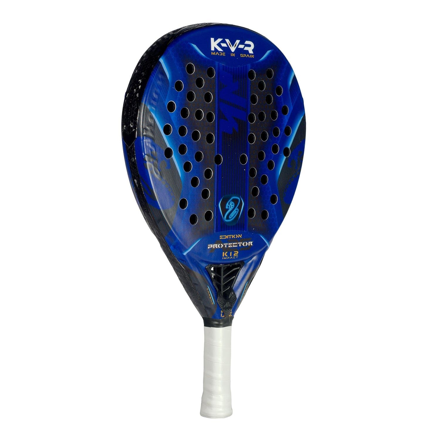 Akkeron Kovra - Racchetta da padel - Modello protettivo 25 - Carbonio 100% - Power Blast EVA - Forma Rotonda - Vernice Luminosità - Corda Sicurezza Regolabile - Controllo/Potenza - 355/370g
