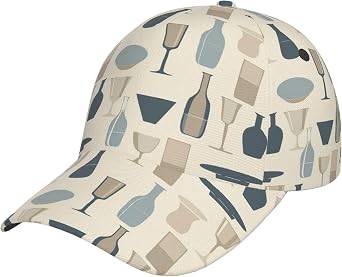 Minimalist-Style Glassware Print Baseball Cap Classic Unisex Golf Dad Hat Adjustable Low Profile Breathable Sun Hat for Golf, Travel, Daily Wear Black