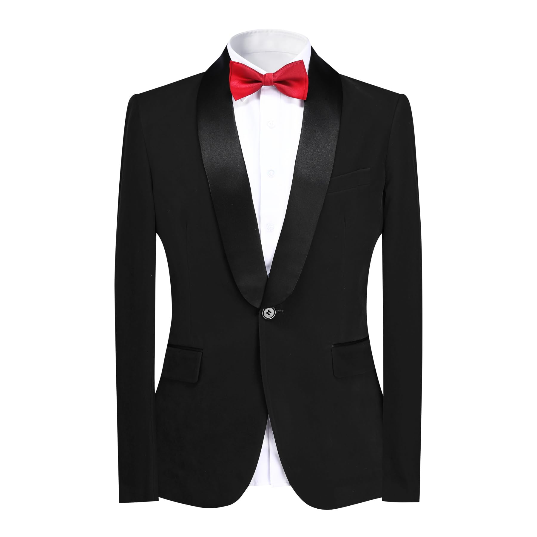 YOUTHUP Blazer da Uomo Slim 1 Bottone Giacca da Abito Velluto Colletto a Scialle Abito da Sposa Blazer Formale