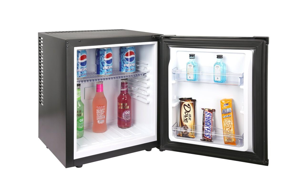 GastroHero Minibar ECO 32 Hotel Minikühlschrank 32 Liter Getränkekühlschrank leiser Hotelkühlschrank LED Innenbeleuchtung thermoelektrische Kühlung +5 bis +8 °C Schwarz
