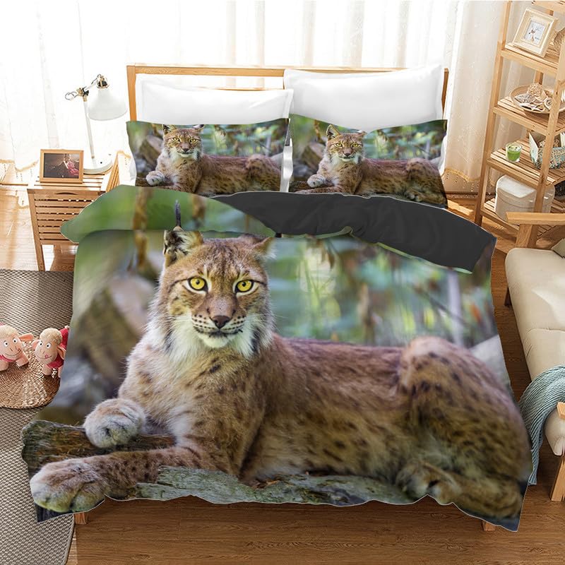Housse de Couette Lynx Facile à Laver Anti-Plis pour Lit Enfant 90x190 Microfibre
