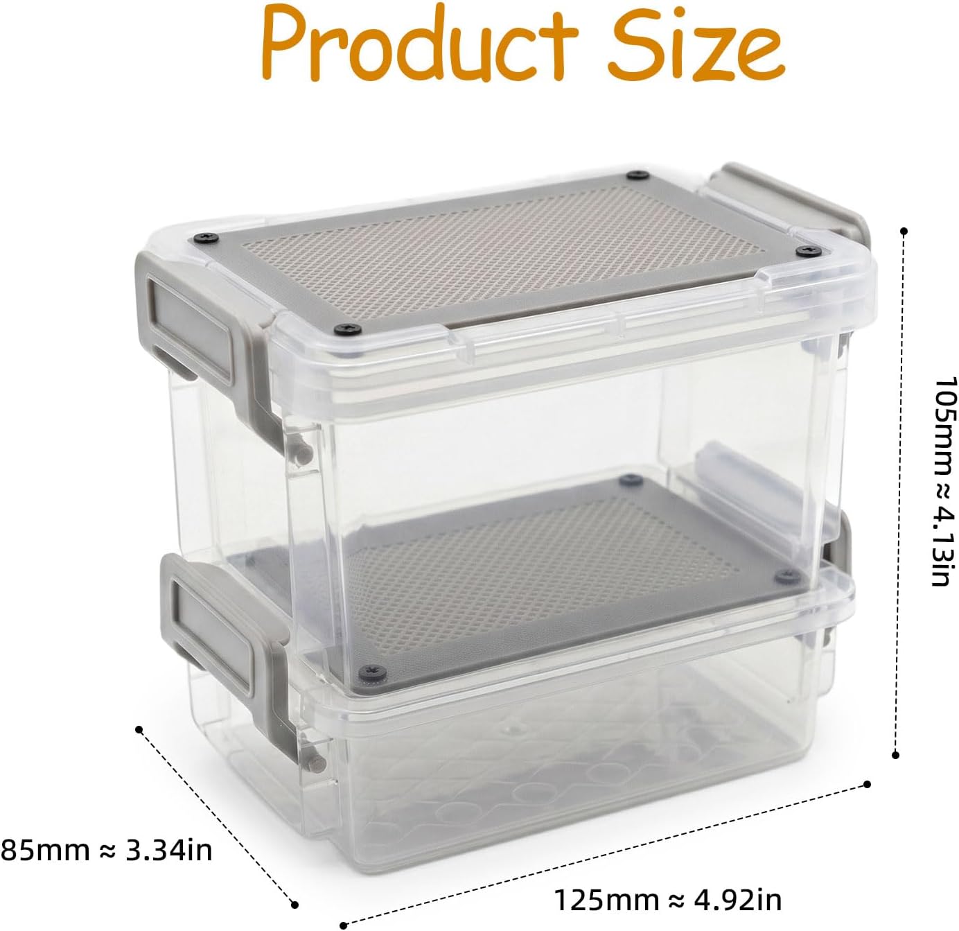Small Mealworm Breeder Kit - Clear Mealworm Farm Container & Live Mealworm Rearing Box, Feeder for Reptiles, Bearded Dragons, Leopard Geckos, Turtles, Frogs, Birds and Chickens (4.9"x3.3"x4.1")(Gray)