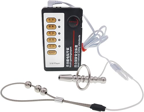 Miniatura 9 de Masturbación masculina Metal choque eléctrico enchufe uretral anillo estirable del pene conjunto de choque eléctrico