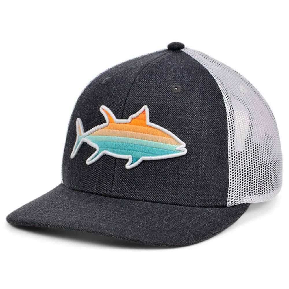 Tuna Fish Collection Curved Trucker Gradient Adjustable Dark Gray, White, and Orange Snapback Cap