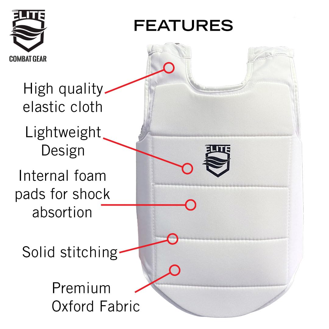 ELITE COMBAT GEAR - Karate Chest Guard for Kids & Adults (Large)