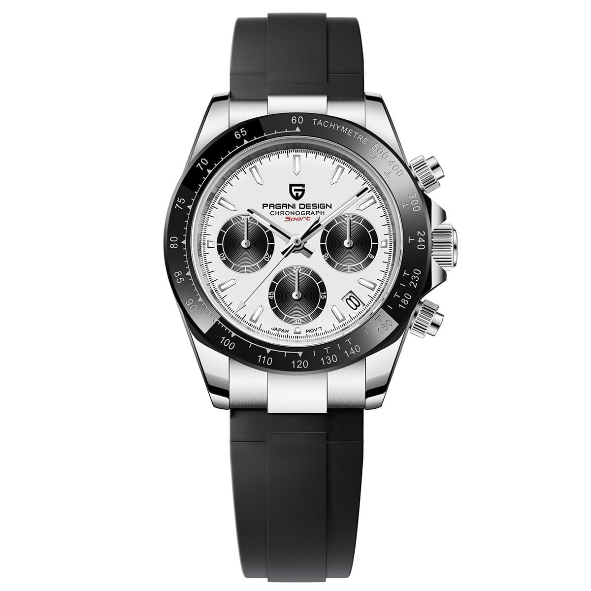 PAGRNE DESIGNPagani Design Men's Ceramic Bezel Stainless Steel Bracelet Chronograph Waterproof 100m Sapphire Glass Automatic Watch for Men