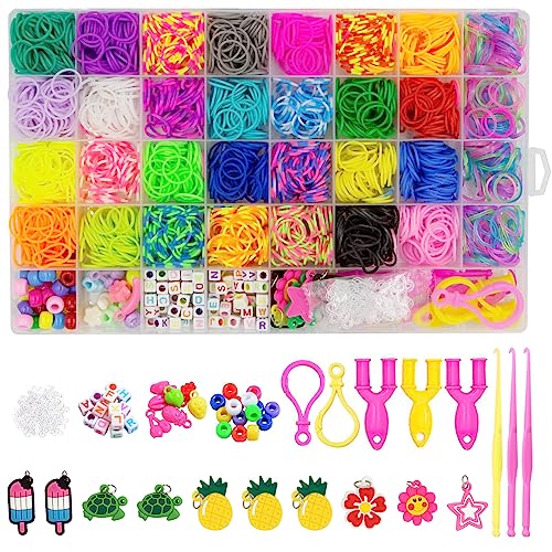 tallkeey 2500+ Loom Bänder Set für Kinder, 28 Farben Loom bänder mit Zubehör, DIY Bunt Gummibänder Starter Kit, Loombänder Kasten Set mit Y Loom für Jungs & Mädchen Armbänder Geschenk