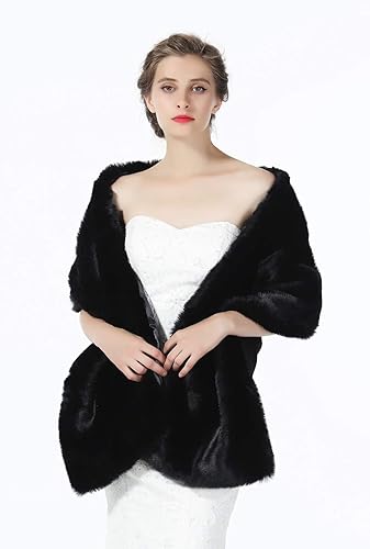 Miniatura 3 de Chal de piel sintética para bodas, mujeres, estola de novia, cubierta de invierno para damas de honor