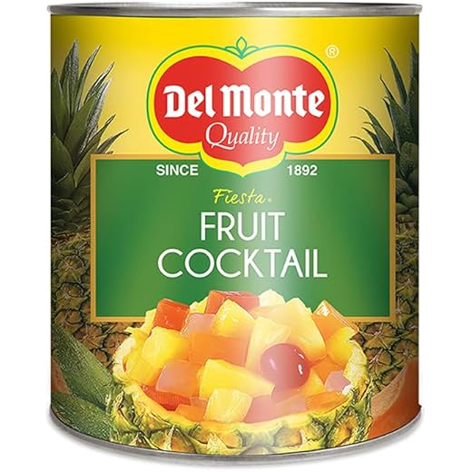 Del Monte Fiesta Fruit Cocktail, 439g | Canned Fruits| Bite Sized Fruits | Mixed Fruits | Pineapple | Papaya | Coco | Cherries