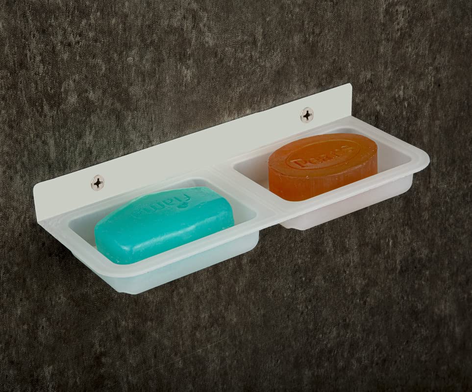 HAPPI Unbreakable ABS Plastic Square Shape Double Soap Dish,Soap Stand,Soap Case,Soap Holder Stand Wall Mounted for Bathroom (White) (B0BSH291M3) Amazon Price History, Amazon Price Tracker