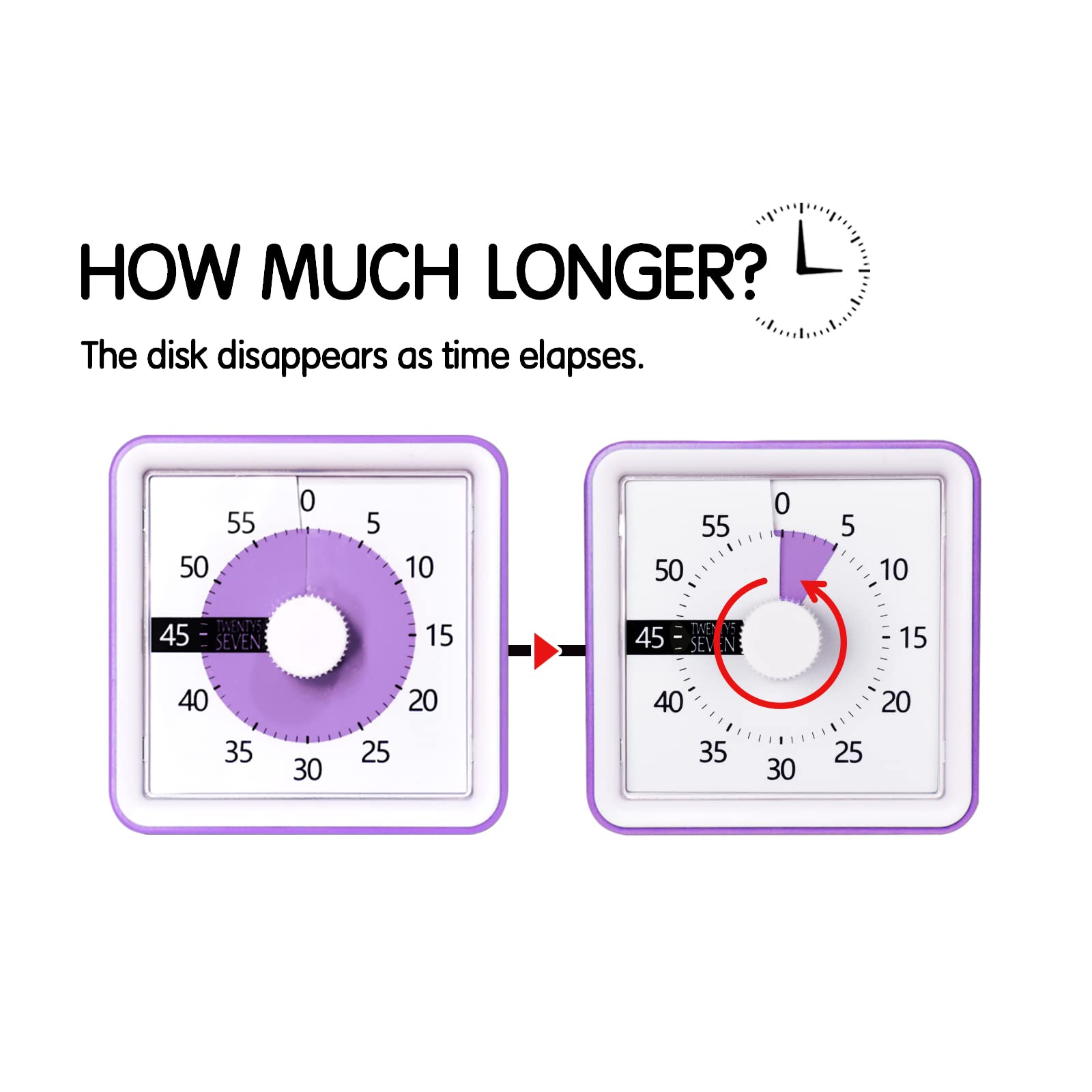 TWENTY5 SEVEN Visual Timer with Protective Case, 60-Minute Countdown ...