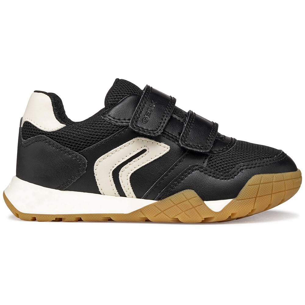 Geox J RANN-E Boy A Trainers, Black/LT Ivory, 39 EU