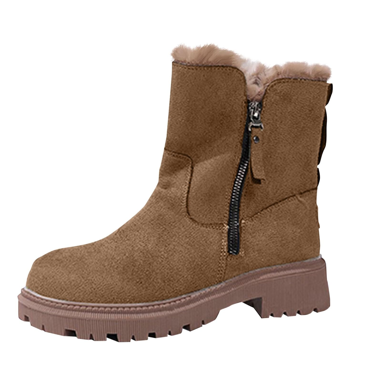 Women Winter Solid Color Thickened Velvet Boots Mid Calf Snow Boots Warm Casual Footwear