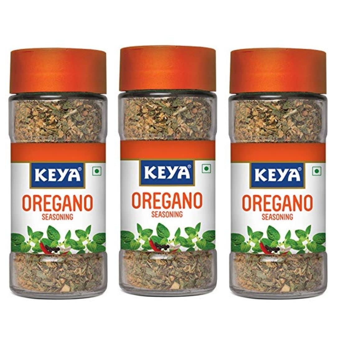 Keya Oregano Seasoning | All Natural & Healthy Spice Blend for Pizza, Pasta & More | Glass Bottle | Premium Herbs and Spices | Contains Freeze dried herbs| Export Quality | No Preservatives | The rich aroma that lasts | 50g | Pack of 3