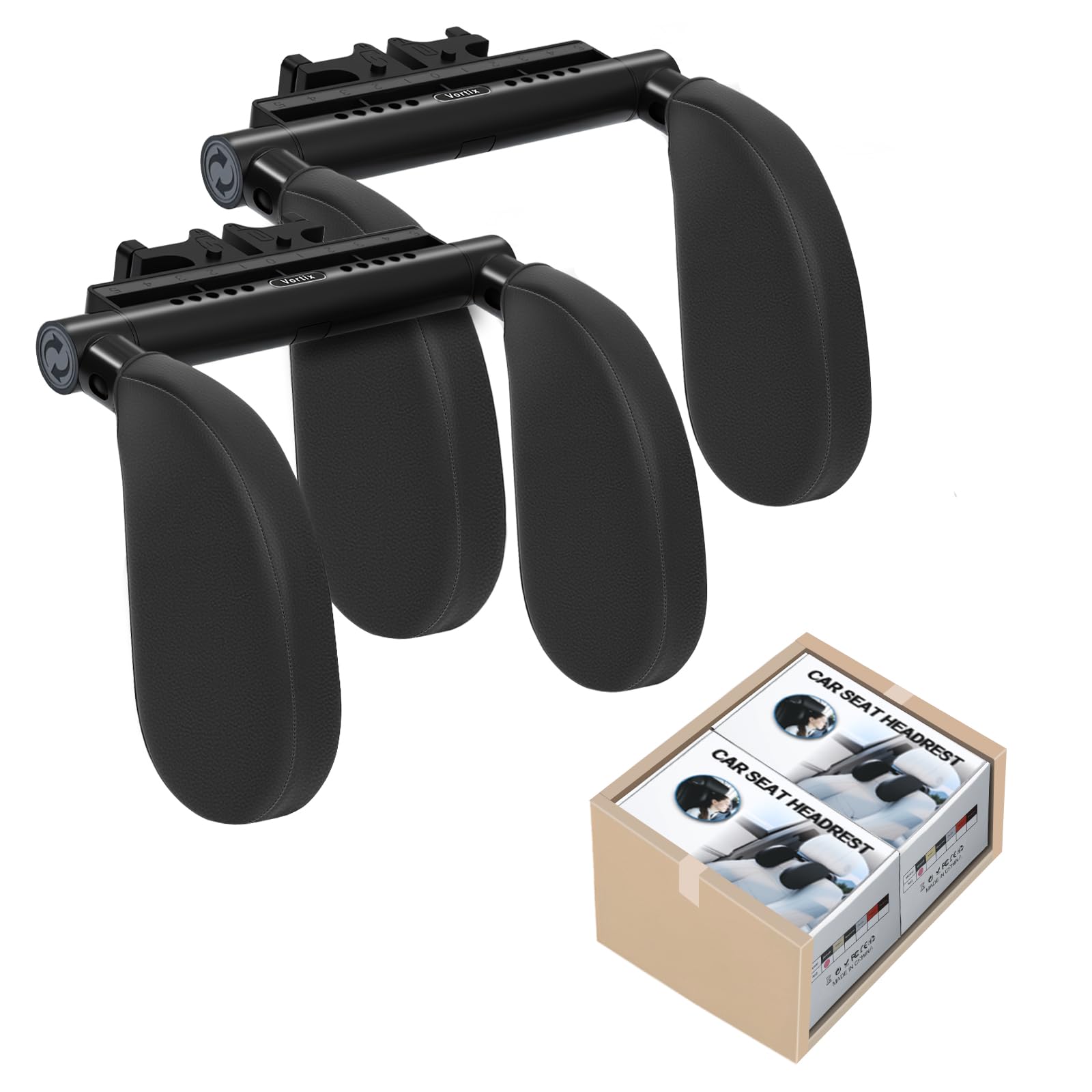 Poggiatesta Auto Bambini & Adulti | Cuscino da Viaggio Bambini per Dormire | Supporto Cervicale Auto in Memory Foam | Regolabile per Sedile Posteriore (Nuovo 2025) (Nero X 2)