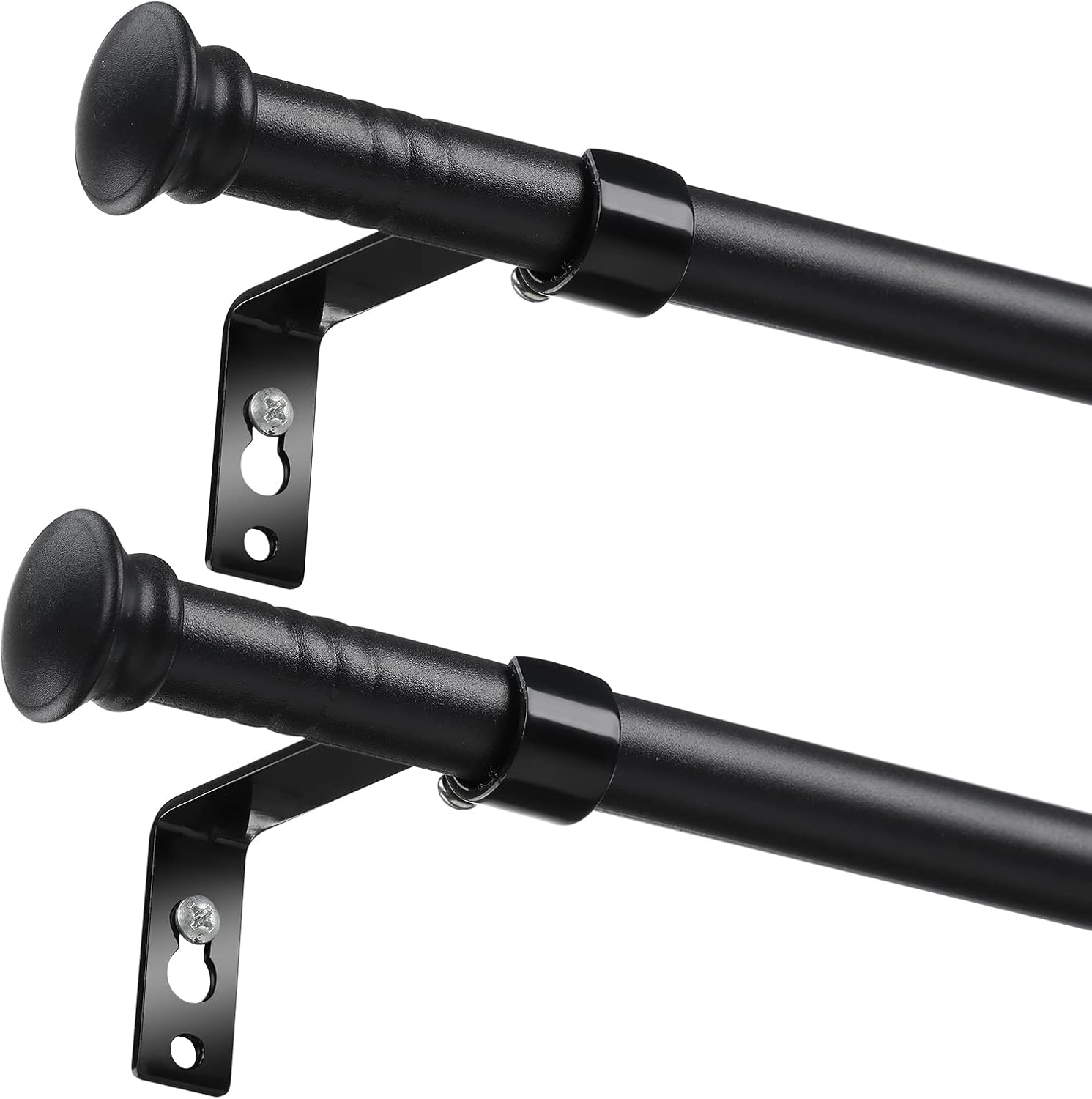 Matte Black Curtain Rods for Windows 28 to 48 Inch, 5/8 Inch Small