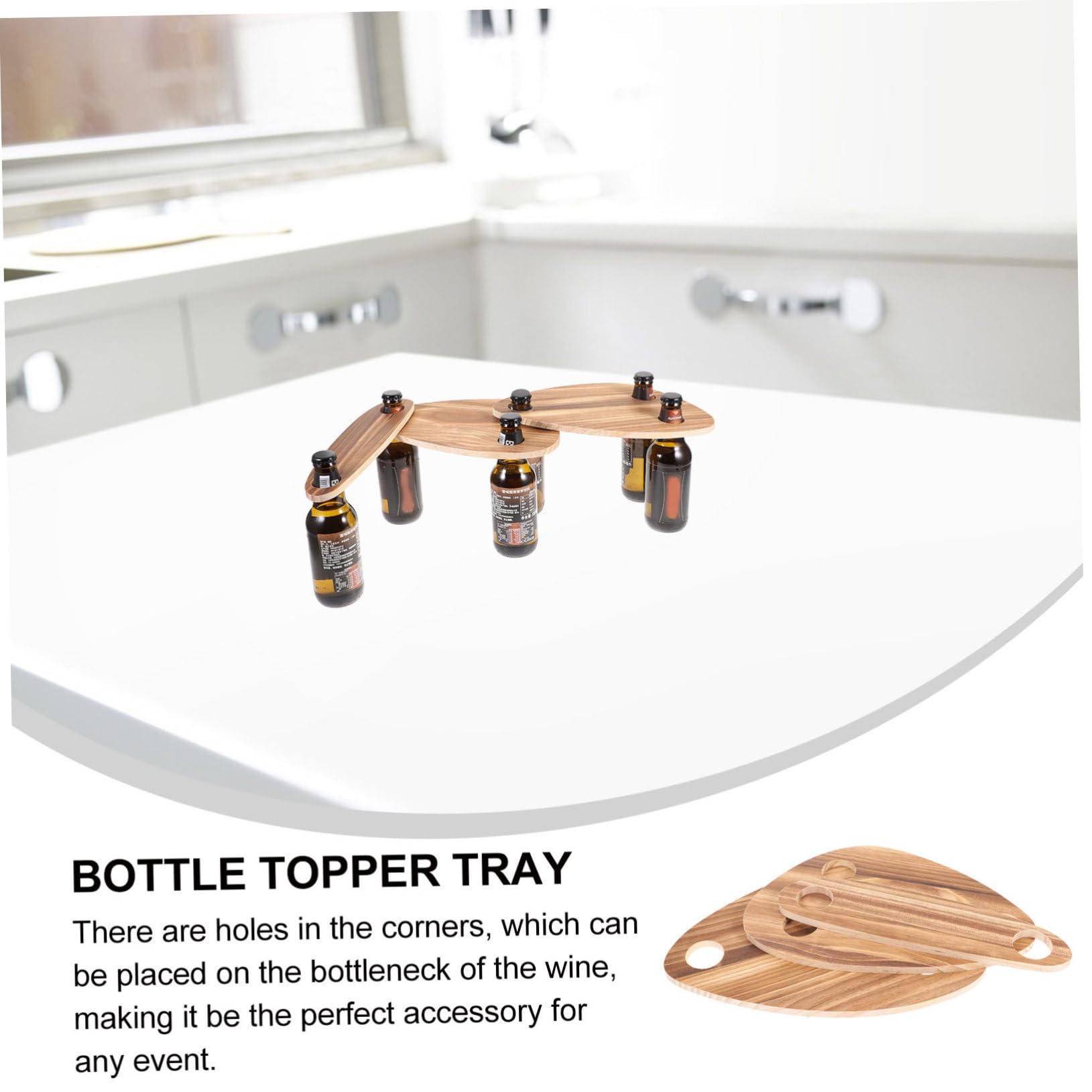 IMIKEYA Plateaux de Service à Bouteilles 3 Pièces en Bois pour Table