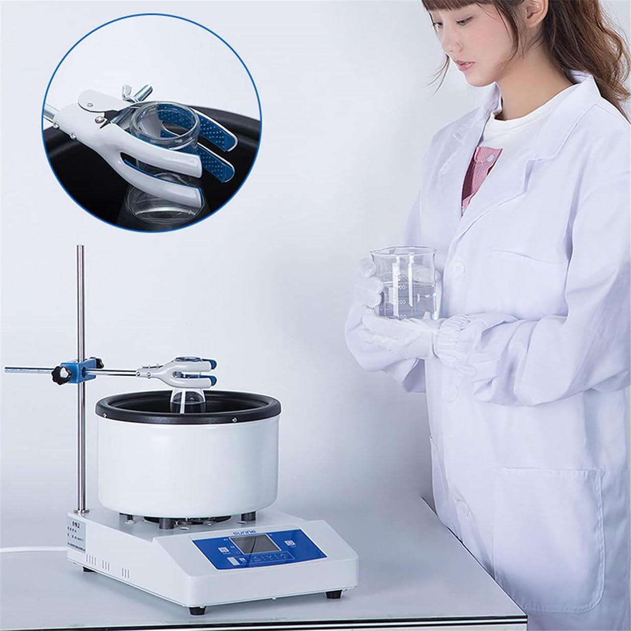 Magnetrührer Digitale Kochplatte 50-2000RPM mit Temperaturanzeige, Heizung Magnetmischer für Wasser- und Ölbäder 100℃ und 250℃, 5L Kapazität
