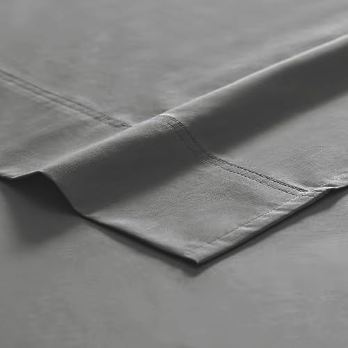 Miniatura 3 de Sleep Number True Temp - Juego de sábanas de satén de algodón de 4 piezas (tamaño King, gris), incluye sábanas planas, bajeras y fundas de almohada,