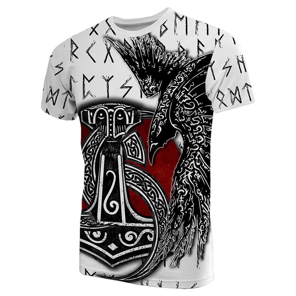 T-Shirt Viking Marteau de Thor pour Look Biker Décontracté