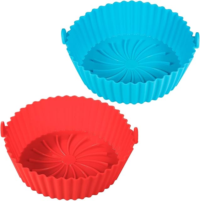 2 Pcs 7.5 inch Silicone Air Fryer Liner, Reusable Air Fryer Silicone Pot for Air Fryer, Oven, and Microwave