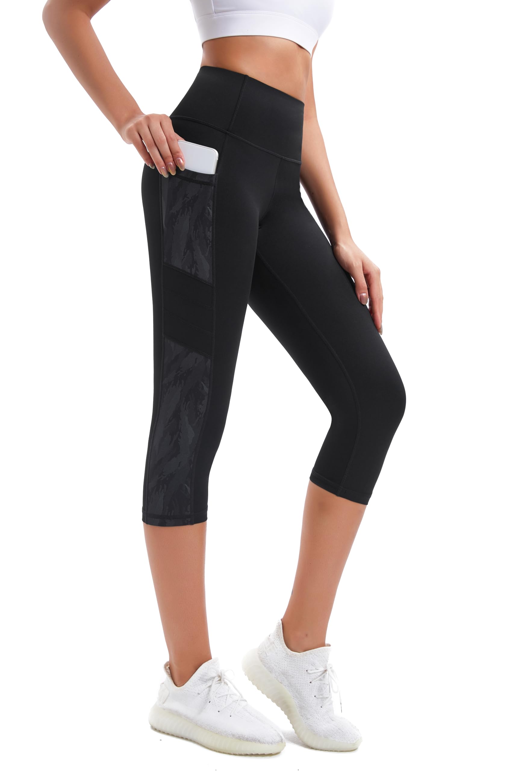 Buepeara Damen Sport Leggings mit Taschen, High Waist Sporthose Tights Laufhose Fitnesshose Yogahose