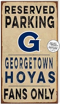 KH Sports Fan Georgetown Hoyas 11"x20" Indoor Outdoor Reserved Parking Sign, One Size, Multi
