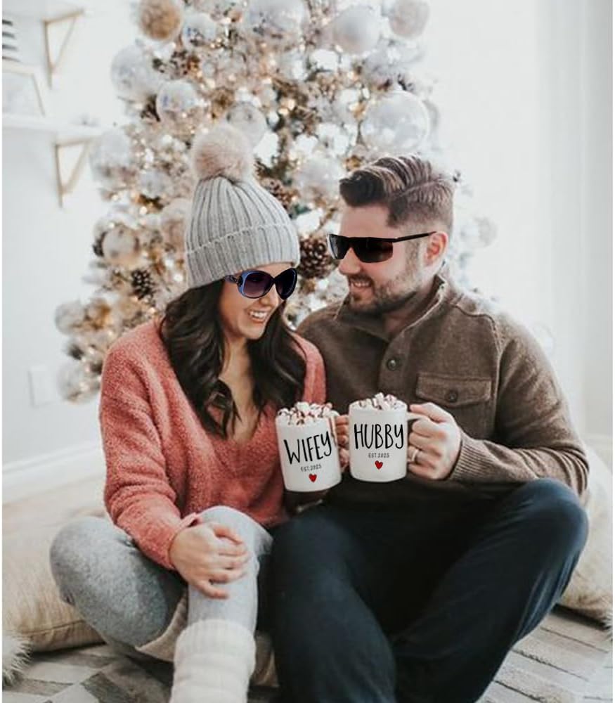 EST 2025 Husband Wife Coffee Mugs Set Gift, Wedding Gift for Couples, Hubby Wifey Mug Wedding Gift, 2025 Bride Groom Gift for Valentine, Newlywed Gift for Couples, Mr Mrs Mug Wedding Gift - Image 3