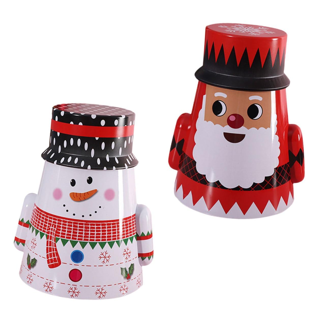 SHINEOFI Cajas de Navidad de Hierro 2 Piezas para Obsequio Tarros Decorativos para Dulces y Té Diseño Motivos Navideños Colores Frescos y Resistentes Almacenamiento Seguro y