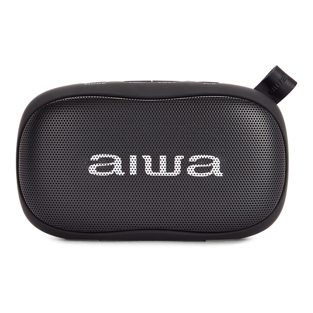 AiwaBS-110BK: Portable Bluetooth Speaker, Moisture Resistant, Designed for Outdoor Sports, Black