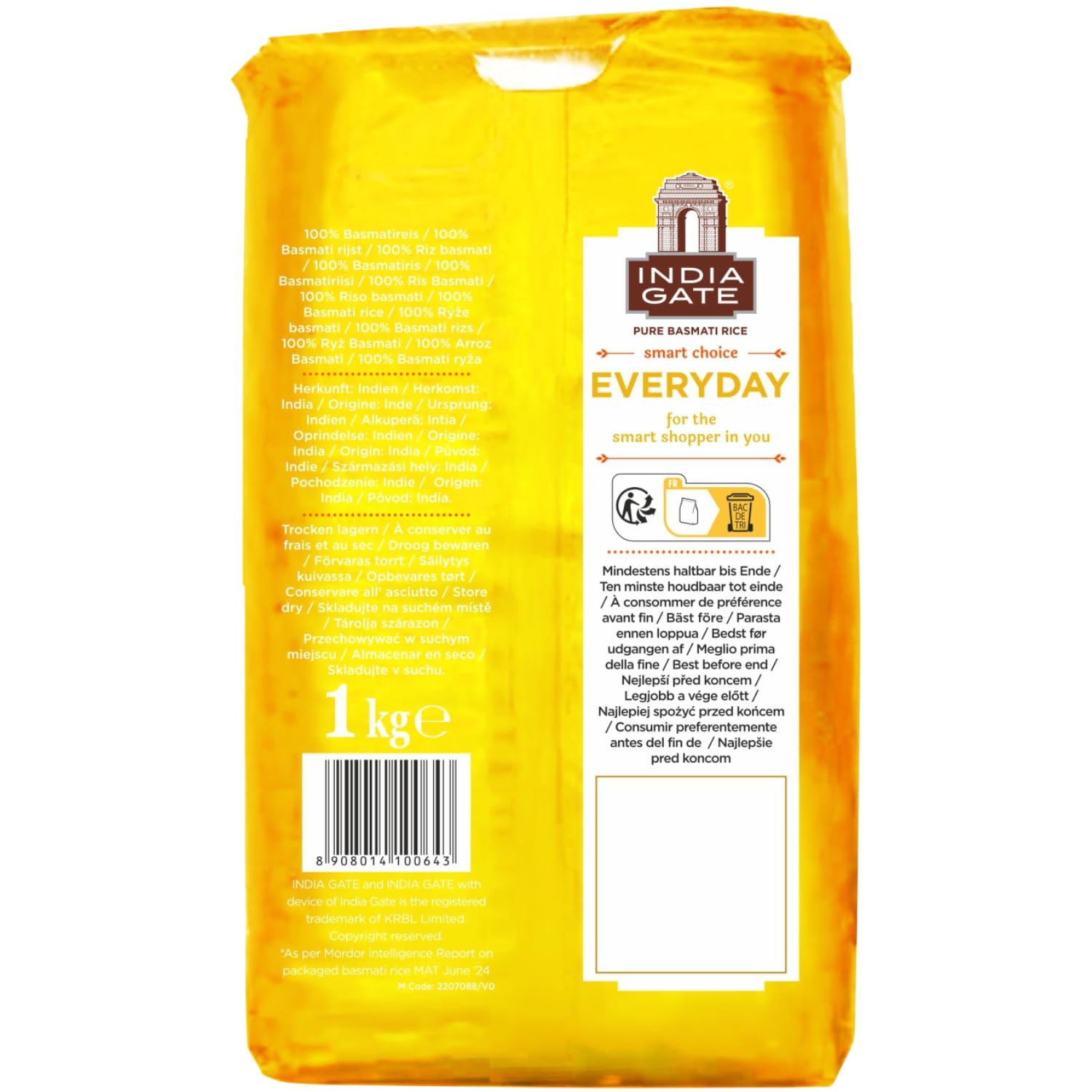 INDIA GATE - Riso Basmati Everyday - (1 X 1 KG)