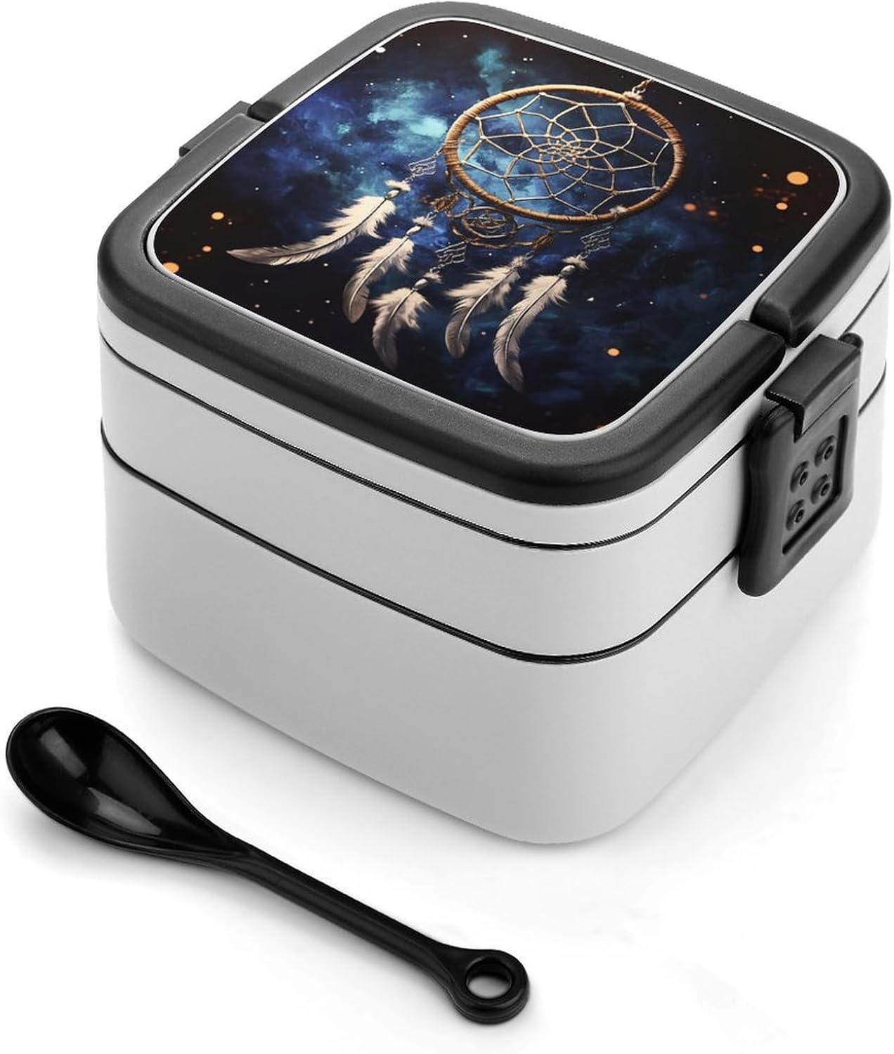 Adults Lunch Box Adult Bento Box Stackable Bento Box BPA-Free White Fantasy Dream Catcher Lunch Box Food Container Ideal for Meal Prep, Work, And On The Go