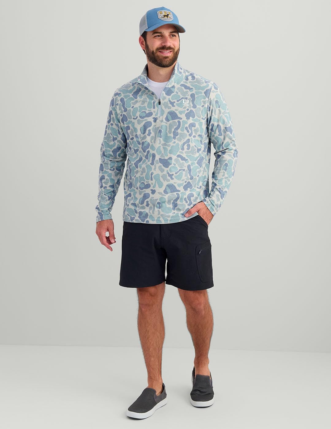 HUK Men's Leeward Lightweight Fleece 1/4 Zip, Warm and Comfortable Pullover for Fishing and Outdoor Activities