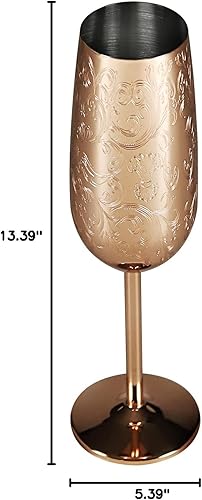 Miniatura 7 de Sky Fish Juego de 2 copas de champán de acero inoxidable, 6.8 fl oz, juego de boda para bodas, fiestas y aniversario (chapado en cobre)