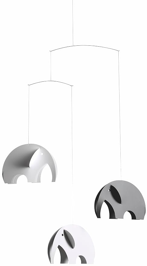 Elephant Nursery Mobile - Handmade Teak Wood Hanging Mobile, 29 Inches, By Flensted (Denmark) - View #2