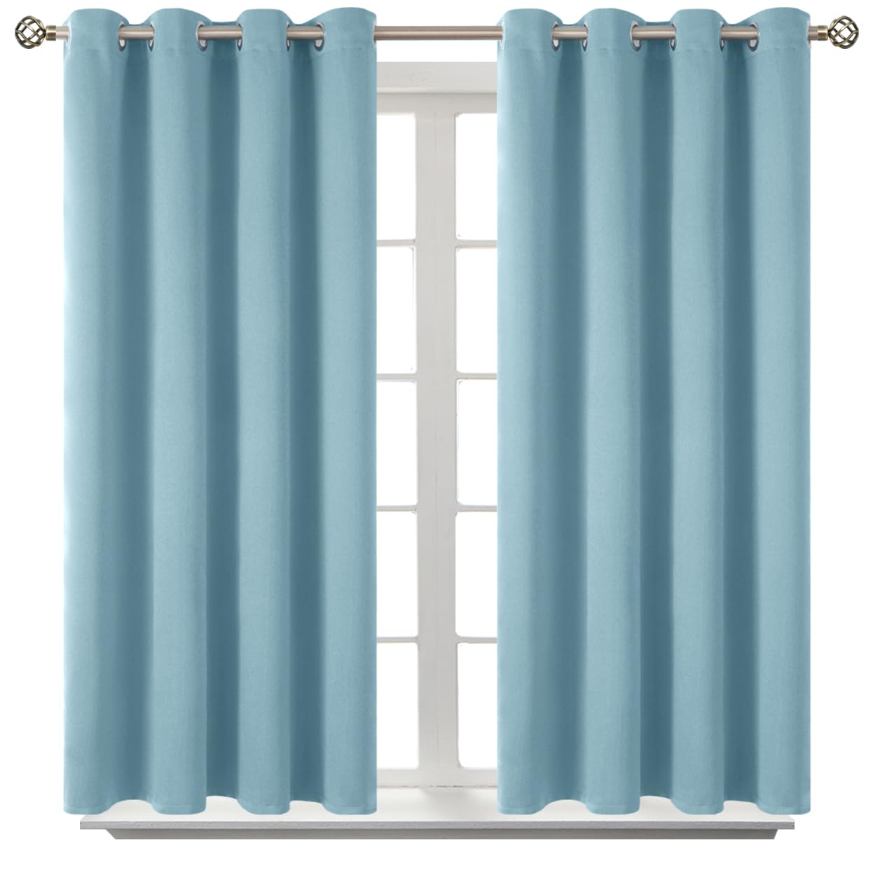 BGment Short Curtains for Small Window 54 Inch Long - Greyish Blue 2 Panels