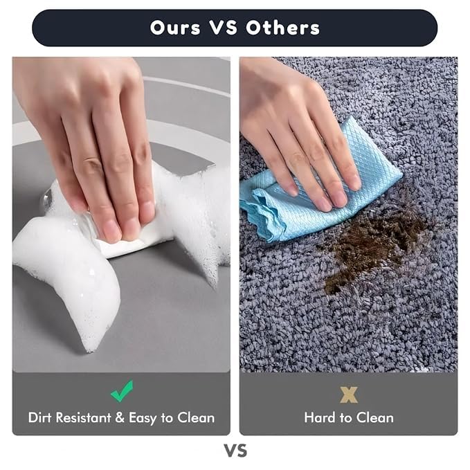VERVENIX Pack of 2 Quick Dry Soft Water Absorbing Bathroom Rectangular Mat | Anti-Skid & Non-Slip Rubber Doormat for Home, Kitchen, Washroom (Black) 4