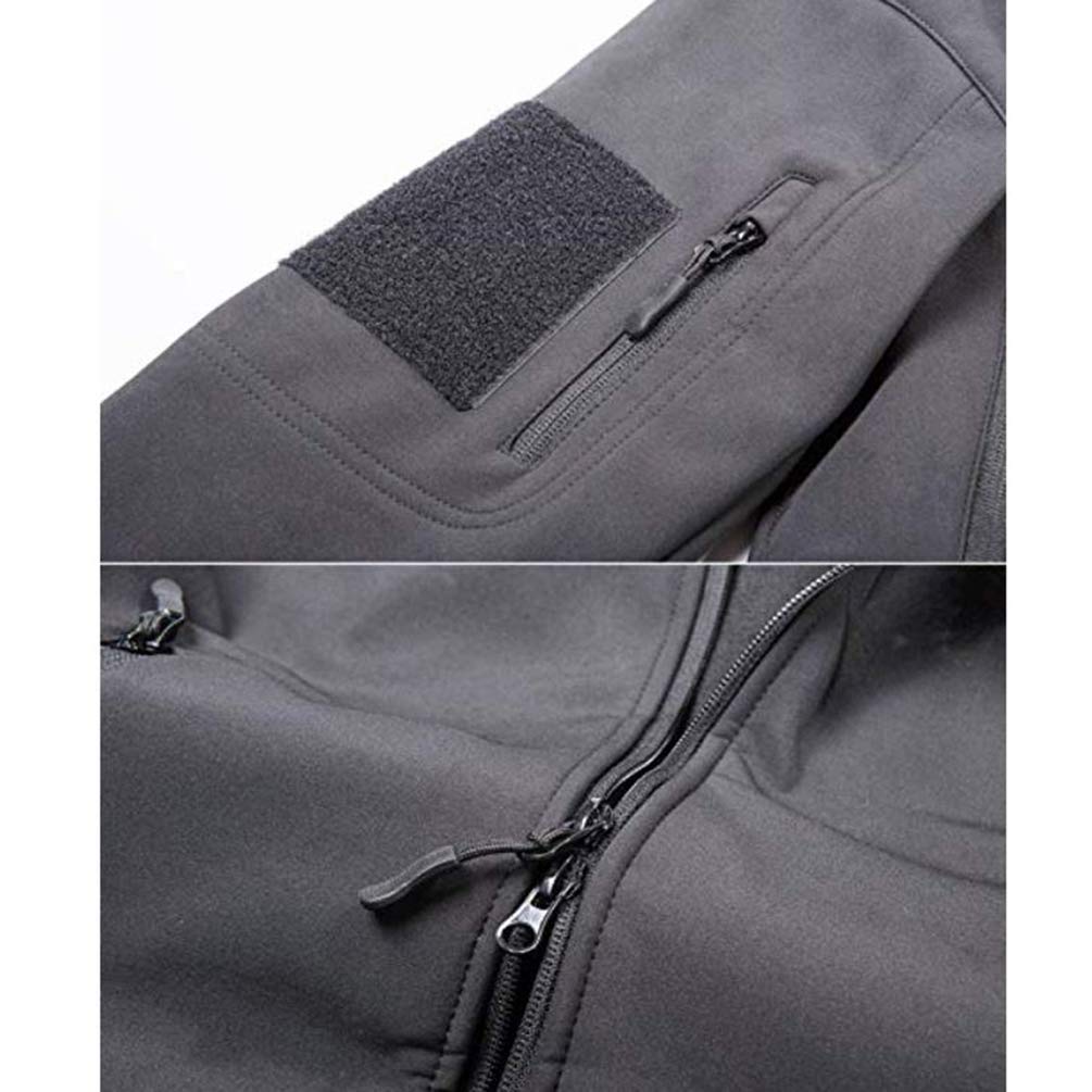Uomo Tattico Softshell Giacca con Cappuccio Camouflage Autunno Inverno Outdoor Militare Pile Fodera Impermeabile Antivento Giubbotto Sci Cappotto Trekking Caccia