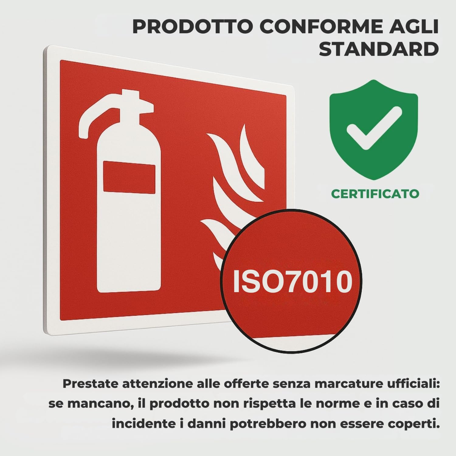 20x Cartello Estintore 15x15cm adesivo, fotoluminescente | PVC Resistente alle intemperie + nastro di montaggio, DIN EN ISO 7010, Cartelli Segnaletici di Sicurezza, Cartelli Estintori