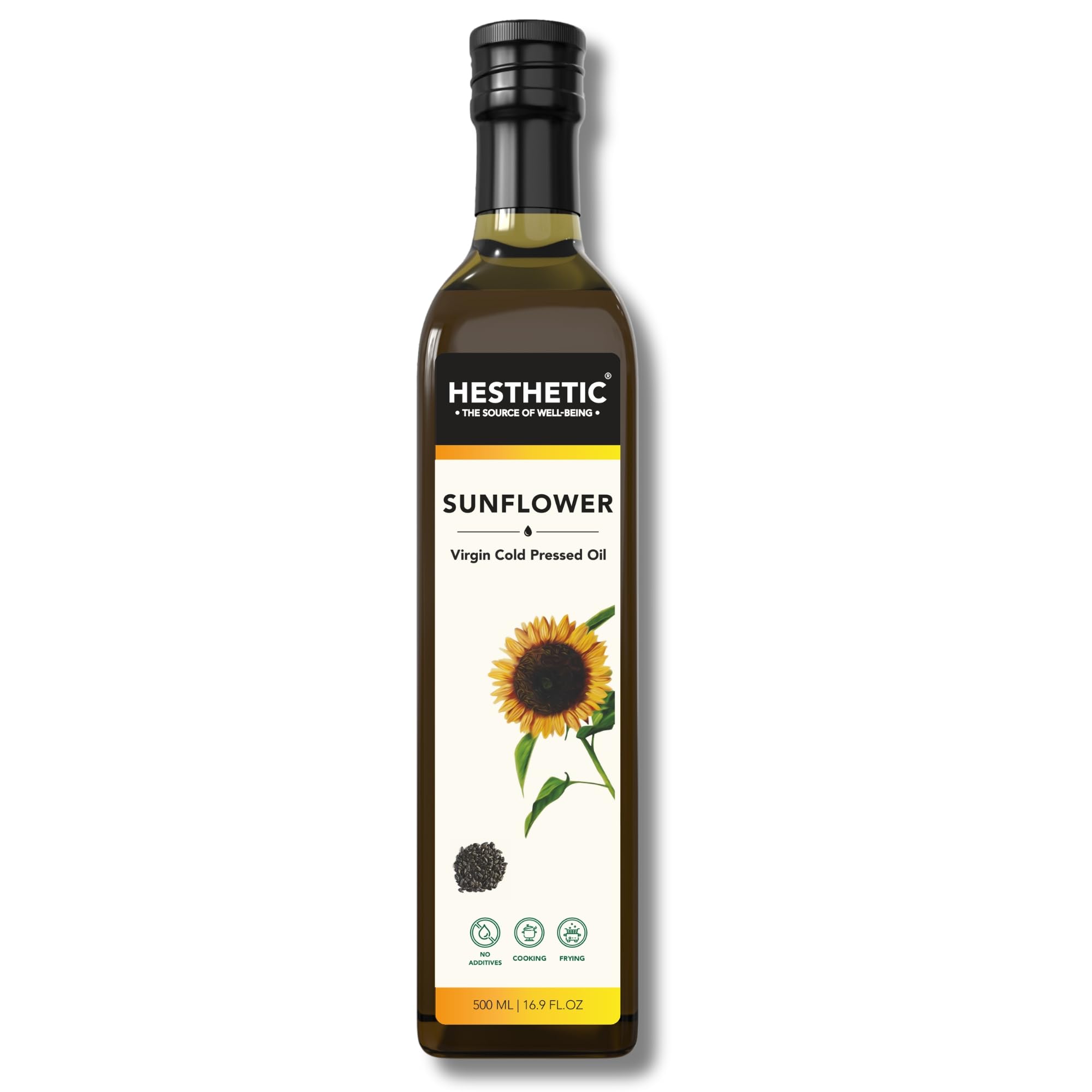 Hesthetic - Edible Cold Pressed Sunflower Oil | 500ml | Rich in Healthy Fats, Ideal for Cooking, Frying & Salad Dressings | 100% Pure & Natural | Food Grade Virgin Oil (B08W9BLGFY) Amazon Price History, Amazon Price Tracker