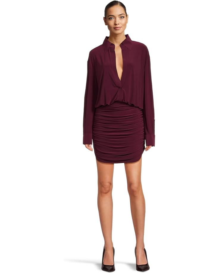 Norma Kamali Boyfriend NK Shirt Shirred Skirt Dress - Main View