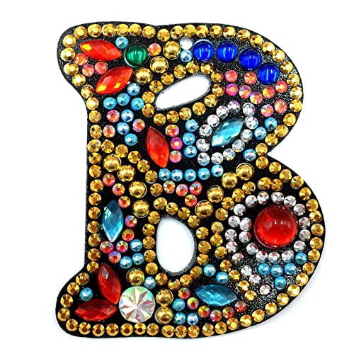 MEDOYOH DIY Letters "B" Diamond Painting Key Chains, Double-Sided Retro DIY Diamond Painting Kits Keychain - Image 2